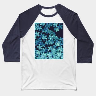 Hand Painted Floral Pattern in Teal & Navy Blue Baseball T-Shirt